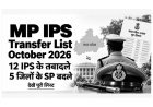 MP IPS Transfer List October 2026: 12 IPS के तबादले, 5 जिलों के SP बदले; देखें पूरी लिस्ट